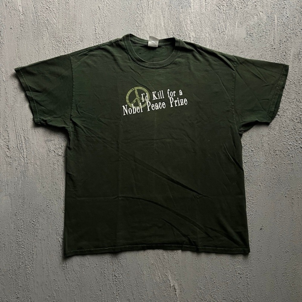Vintage Nobel Peace Prize Shirt XL Green 2000s Y2K Humor